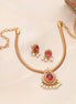 Mehendi Plated Oval Stone Traditional Attigai Necklace Set