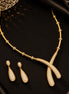Gold Plated CZ Artistic Curve Necklace Set
