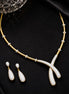 Gold & Silver Plated CZ Artistic Curve Necklace Set