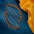 Mehendi Plated Pearl Drops & Intricate Stone Detailing Floral Pattern Kaan Chain
