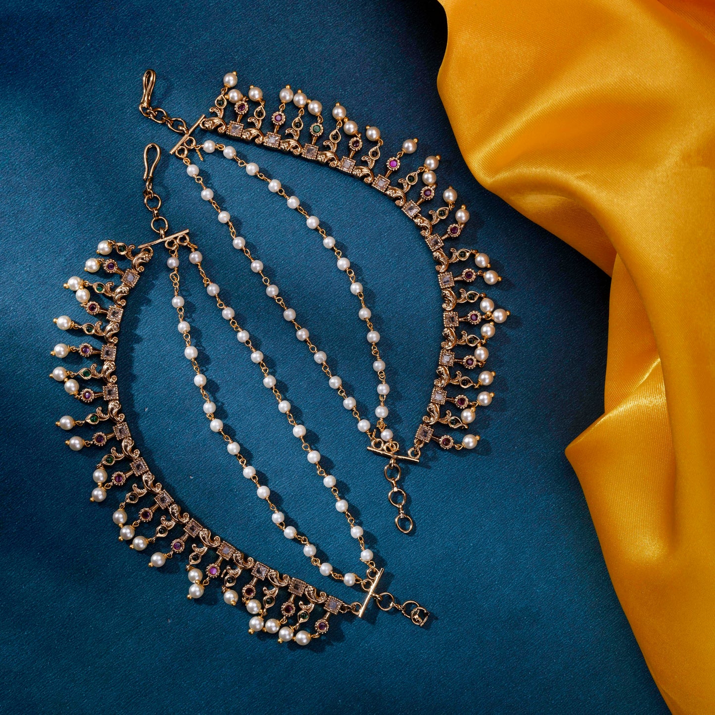 Square Loop Conch Mehendi Plated Kaan Chain