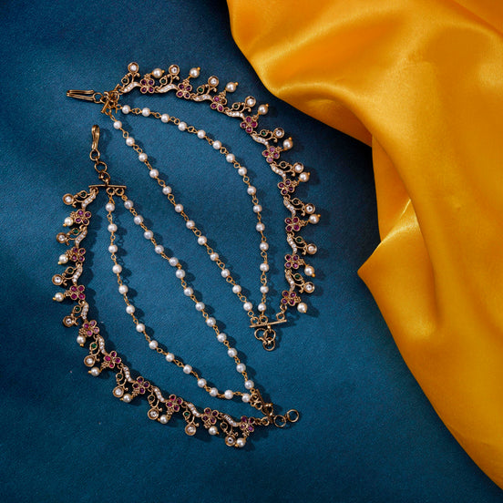 Floral Enchanted Mehendi Plated Kaan Chain