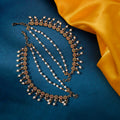 Mehendi Plated  Floral Vine Pattern with Multicolour Stones & Pearl Drops Kaan Chain