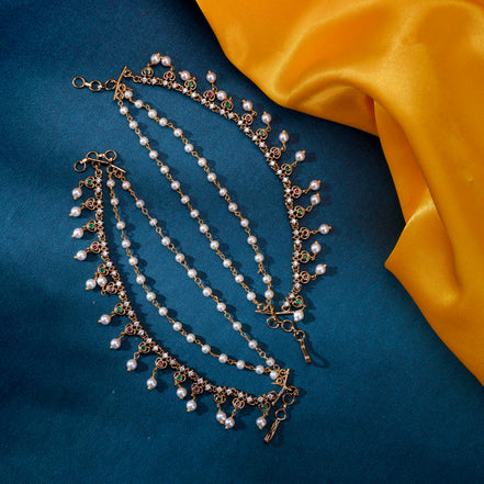Heart Shaped Enchanted Mehendi Plated Kaan Chain