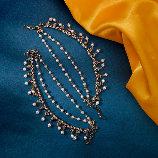 Heart Shaped Enchanted Mehendi Plated Kaan Chain