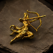 Gold Plated Lord Rama Brooch with Bow & Arrow Designer Religious Motif