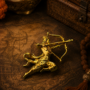 Gold Plated Lord Rama Brooch with Bow & Arrow Designer Religious Motif
