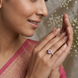 Rhodium Pink Cubic Zirconia Ring