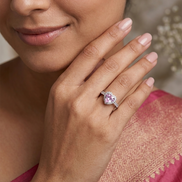 Rhodium Pink Cubic Zirconia Ring
