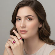 Fiery Passion Crystal Ring in Rhodium
