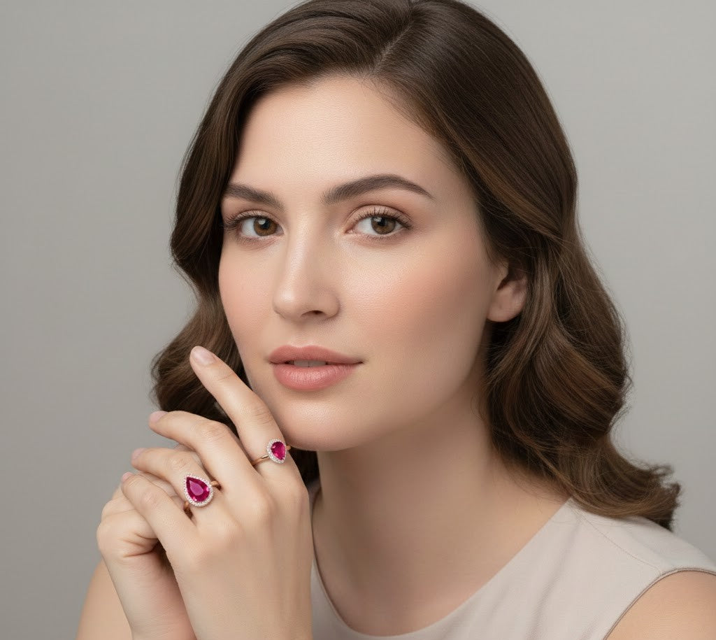 Royal Plum Crystal Ring in Rose Gold