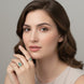 Rhodium Plated Sparkling Halo Work with Teardrop Stone Pattern Statement Ring