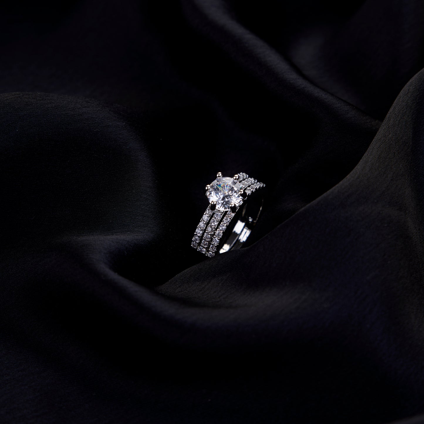 Opal Touch - Glamour Rhodium Diamond Ring - Ring