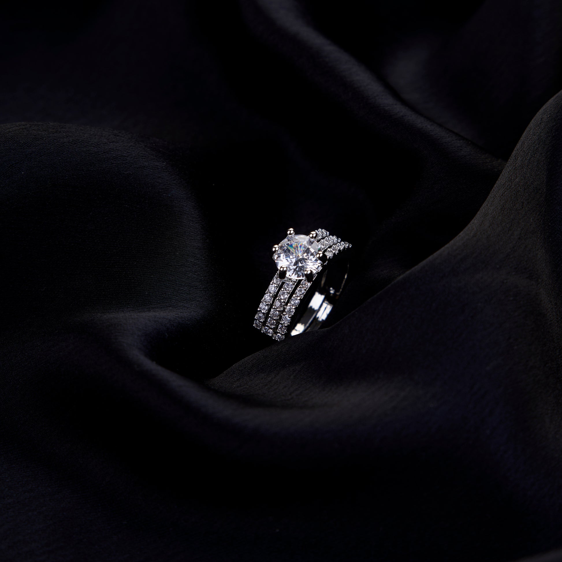 Opal Touch - Glamour Rhodium Diamond Ring - Ring