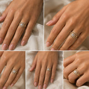 Gold Plated Crystal Stone Work with Intricate Floral Openwork Pattern Designer Statement Ring ,