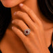 Rhodium Plated Floral Stone Work with Intricate Openwork Pattern Designer Statement Ring