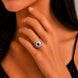 Rhodium Plated Floral Stone Work with Intricate Openwork Pattern Designer Statement Ring