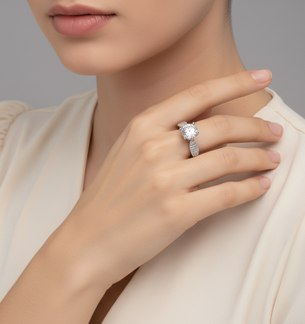 Regal Spark Rhodium Ring