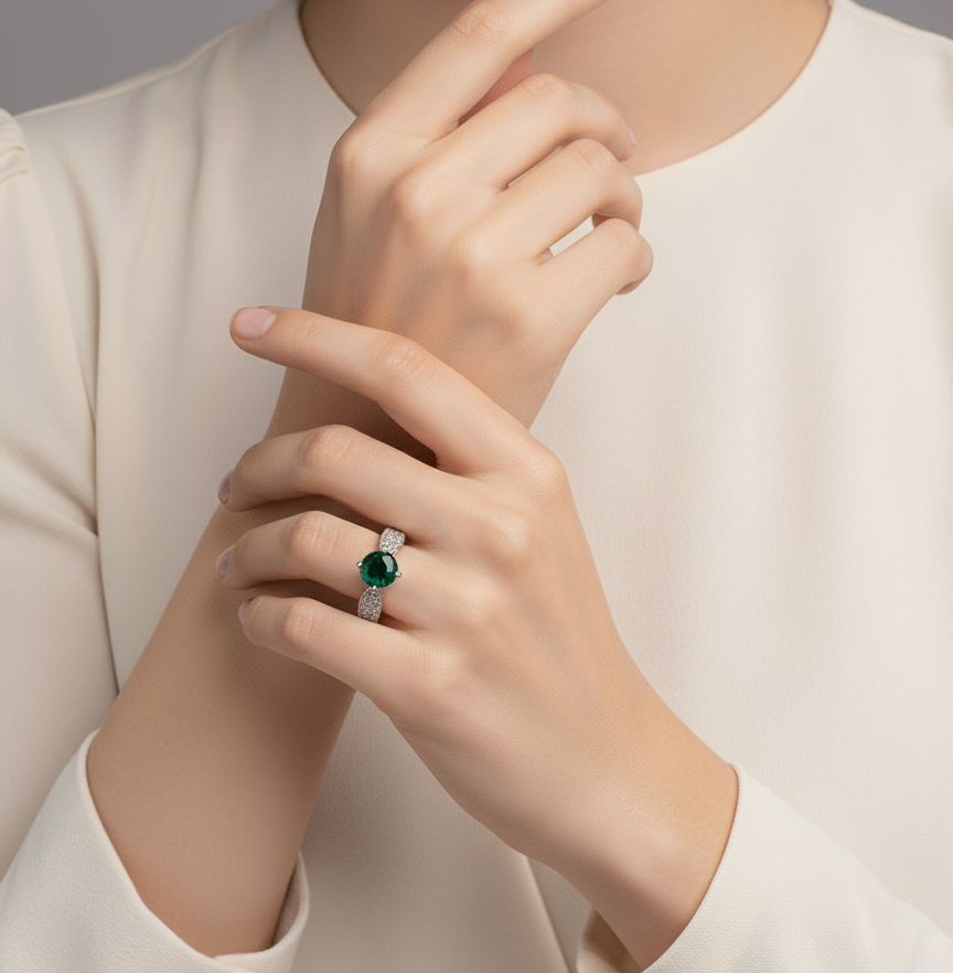 Regal Spark Rhodium Ring