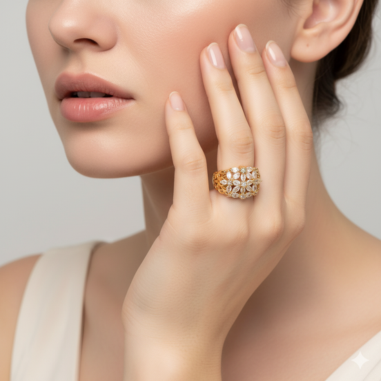 Radiant Bloom Gold Plated Ring