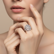 Radiant Bloom Rhodium Ring