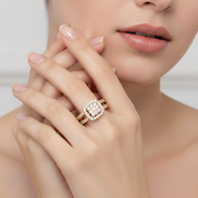 Cushion Cluster Gold Plated Ring