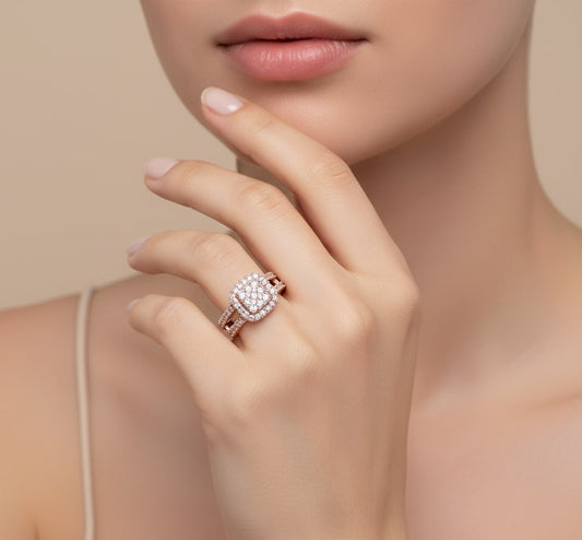 Cushion Cluster Rose Gold Ring