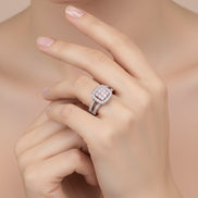 Cushion Cluster Rhodium Ring