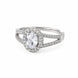Rhodium Plated American Diamond with Oval Center Stone & Halo Openwork Pattern Ring