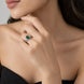 Rhodium Plated American Diamond with Oval Center Stone & Halo Openwork Pattern Ring