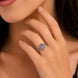 Rhodium Plated American Diamond with Oval Center Stone & Halo Openwork Pattern Ring