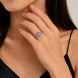 Rhodium Plated American Diamond with Oval Center Stone & Halo Openwork Pattern Ring