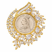 Gold Plated Victorian Coin Pattern American Diamond Statement Ring
