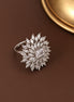 Rhodium Plated Floral Cluster CZ Ring