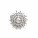 Rhodium Plated Floral Cluster CZ Ring