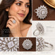 Rhodium Plated Floral Cluster CZ Ring