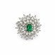 Rhodium Plated Floral Cluster CZ Ring