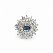 Rhodium Plated Floral Cluster CZ Ring