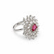 Rhodium Plated Floral Cluster CZ Ring