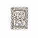Rhodium Plated Geometric Rectangle Floral Pattern Adjustable Statement Ring