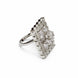 Rhodium Plated Geometric Rectangle Floral Pattern Adjustable Statement Ring