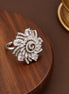 Rhodium Plated Floral Spiral Pattern CZ Adjustable Ring