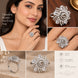 Rhodium Plated Floral Spiral Pattern CZ Adjustable Ring