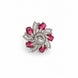 Rhodium Plated Floral Spiral Pattern CZ Adjustable Ring
