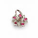 Rhodium Plated Floral Spiral Pattern CZ Adjustable Ring