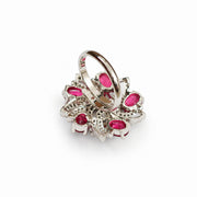 Rhodium Plated Floral Spiral Pattern CZ Adjustable Ring