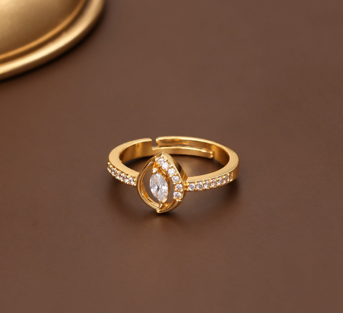 Gold Plated CZ Marquise Teardrop Ring