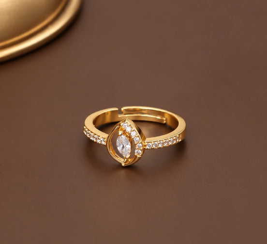 Gold Plated CZ Marquise Teardrop Ring