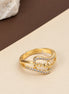 Gold Plated CZ Bow Pattern Ring with Intricate Crystal Detailing