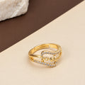 Gold Plated CZ Bow Pattern Ring with Intricate Crystal Detailing